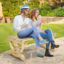 Panchina da Giardino 2 Posti 98x50x39,5 cm con Gambe a Ruota di Carro in Legno a Doghe      