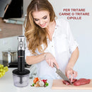 Frullatore a Immersione con Tritatutto 1000W Mixer Misurino e Frusta 2 Velocità Nero      