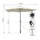 Ombrellone da Giardino Cuba Ø 300x236 cm Struttura in Acciaio e Copertura in Poliestere Écru      