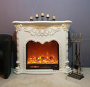 Camino Elettrico da Pavimento 102x120x33 cm Effetto Fiamma 1500W Florence Bianco