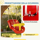 Altalena per Bambini 9-36 Mesi Regolabile 28x36x180 cm con Corde e Moschettoni in PE Rossa e Gialla      