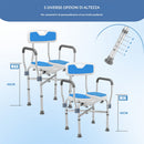 Sedia Sgabello da Doccia WC Altezza Regolabile 83-93 cm per Anziani in Alluminio Azzurro      