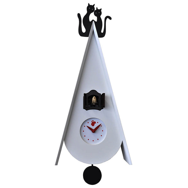 Orologio a Cucù da Parete 25X55X11Cm Pirondini Italia Gattini Bianco prezzo