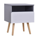 Comodino 1 Cassetto 40x34,3x50 cm in Legno MDF  Grigio e Bianco