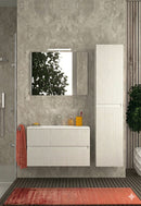 Mobile da Bagno Sospeso con Lavabo 100 cm e Specchio Urano Light Bianco Frassino      