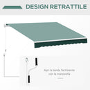 Tenda da Sole Avvolgibile Manuale a Parete Tessuto di Poliestere Verde 2.5x2m 