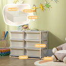 Cassettiera Portagiochi per Bambini 3-6 Anni 75x37x56.5 cm 6 Cassetti con Bordi Arrotondati in PP Bianco Crema      