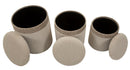 Puff con Contenitore Cortina Crema Set 3 Pz Ø40,5x49,5 cm - Ø35x42 cm - Ø31x38 cm in MDF e Spugna e Poliestere Crema      