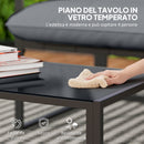 Set 4 Pezzi da Giardino con Divanetto 2 Poltrone e Tavolino in Acciaio, Poliestere e Cotone PP Nero e Grigio      