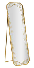 Specchio da Terra Gold 46x2x153 cm in Ferro e MDF e Specchio Oro      