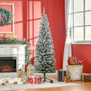 Albero di Natale Innevato Slim 180 cm 492 Rami Effetto Neve in PP e Acciaio Inox Verde  