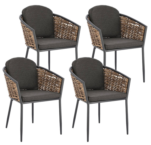 Set 4 Sedie 63x63x79,5h cm con Braccioli e Cuscini Maribela Antracite online