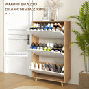 Scarpiera Salvaspazio 18-24 Paia di Scarpe a 3 Cassetti  72x24x119 cm in Truciolato Bianco