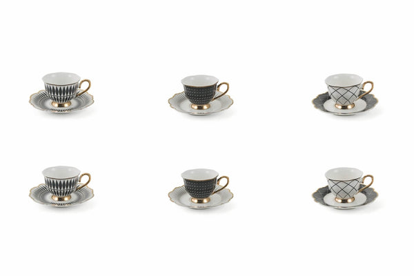 Set 6 Tazzine da Caffè con Piattini Villa d'Este Home Tivoli Wonderland Nero acquista