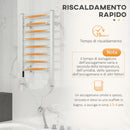 Scaldasalviette Elettrico da Terra o Parete 53x35x90 cm 150W con 8 Barre e Timer 2-4 Ore in Alluminio Argento      