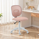 Sedia da Ufficio Ergonomica Girevole 53x59,5x81-89 cm Senza Braccioli in Tessuto a Rete Traspirante Rosa      