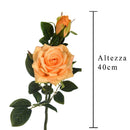 Set 24 Rose X 2 Artificiali con Gambo Corto Altezza 40 cm Arancio