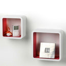 Set 2 Mensola in Legno Stile Desing Moderno Bianco Fucsia