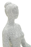 Decorazione Donnina Yoga Silver 20,5x15,5x23 cm in Resina Bianco      