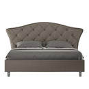 Letto Matrimoniale con Testata e Alzata Doppia Imbottito in Similpelle Langre Cappuccino Varie Misure
