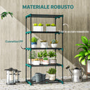 Portapiante a 5 Livelli Aperti 67x49x138 cm in Acciaio e Plastica Verde Scuro      