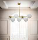 Lampadario Glamy 7 Luci 81x30x74 cm in Ferro e Vetro Oro e Bianco