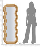 Specchio da Muro Emily Velluto Oro 60x6x160 cm in MDF e Poliestere e Specchio Oro      