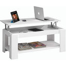 Tavolino Basso con Piano Sollevabile 100x50x43/54 cm in Legno Ambit Lift Bianco