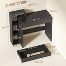 Scrivania PC Moderna 100x40x90 cm con 3 Ripiani Aperti e Cassetto in Legno Nero      
