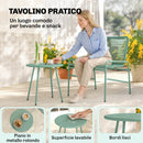 Set 3 Pezzi Pranzo da Giardino Bistrò 2 Sedie e Tavolo Rotondo in Rattan Verde      
