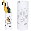 Portaombrelli in Metallo Design Rotondo Stand Bianco Vaschetta Salvagoccia