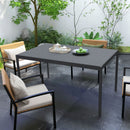 Tavolo da Giardino a Doghe 145x90x74 cm per 6 Persone in Acciaio e Alluminio Grigio Scuro      