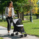 Passeggino per Cani 76x44x103 cm con 2 Finestre a Rete Nero e Grigio Chiaro   