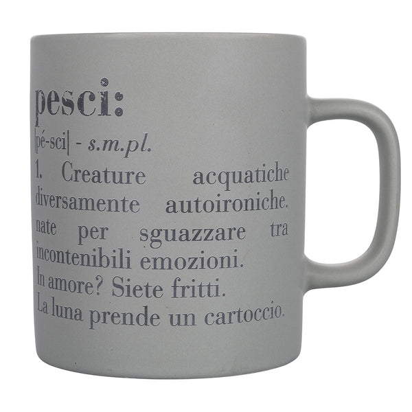 Tazza Zodiaco "pesci" Ø8x10 cm in Bone China VdE Tivoli 1996 Grigio Chiaro sconto