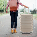 Set 4 Valigie Rigide Trolley Bagaglio con Beauty Case da Viaggio Easy Roll Champagne      