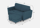 Divano 2 Posti con Pouf 172x145x85 cm Yasel in Tessuto Avio