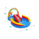 Piscina Gonfiabile per Bambini Arcobaleno 297x193x135 cm Playground con Scivolo e Piscina Multicolore   