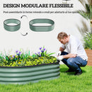 Set di 2 Aiuole Rialzate 135x90x30 cm con Bordo in Gomma e Design Modulare in Metallo Galvanizzato Verde      