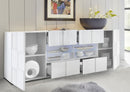 Madia Moderna 2 Ante 4 Cassetti Design a Scacchi Modello Dama 241x43x84 cm Bianco Lucido