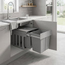 Pattumiera Estraibile Sottolavello da 31L con 3 Secchi Rimovibili e Piano Superiore in PP e ABS Grigio Chiaro      