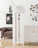 Lampada da Terra Slim Bianco Ø50x165 cm in Ferro e Tessuto Oro e Bianco      