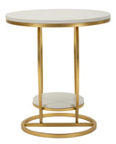 Tavolinetto Heart Oro Ø40x45,5 cm in Ferro e Marmo Oro e Bianco      