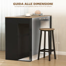 Tavolo Bancone Bar 113x60x90 cm Isola da Cucina con 3 Ripiani per Soggiorno e Salotto in Truciolato Nero e Legno      