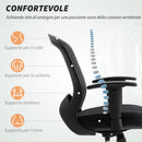 Sedia da Ufficio Traspirante e Reclinabile 65x59x92,5-102,5 cm in Tessuto a Rete Nero   