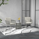 Set da Giardino 2 Sedie in Stile Boho e Tavolino in Vetro in Rattan Grigio Chiaro   
