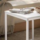 Set di Tavolini da Caffè Impilabili Moderni 45x45x45 cm con Vassoio in MDF e Acciaio Bianco e Rovere      