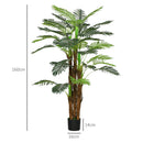 Pianta Artificiale Palma Verde con 36 Foglie da 160 cm in Vaso in PE e Cemento per Interno ed Esterno   