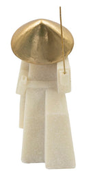 Decorazione Samurai Toku Quarzy 14x9x24,5 cm in Resina e Metallo Bianco e Oro      