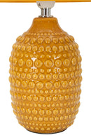 Lampada da Comodino Points Ocra Ø15x30,5 cm in Ceramica e Ferro e Tessuto Senape      