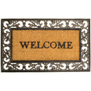 Tappeto 45x75 cm Zerbino Rettangolare Welcome In Fibra Di Cocco Beige e Marrone      